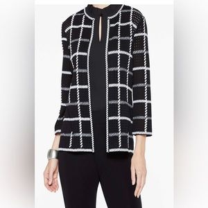 Misook (XL) Loop Stitch Checkered Jacket